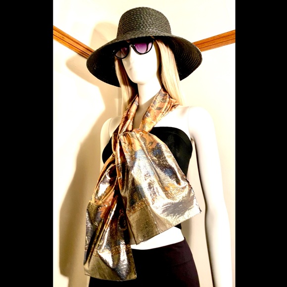 NORDSTROM - Vintage Italian Metallic Tonal Scarf - Picture 6 of 17